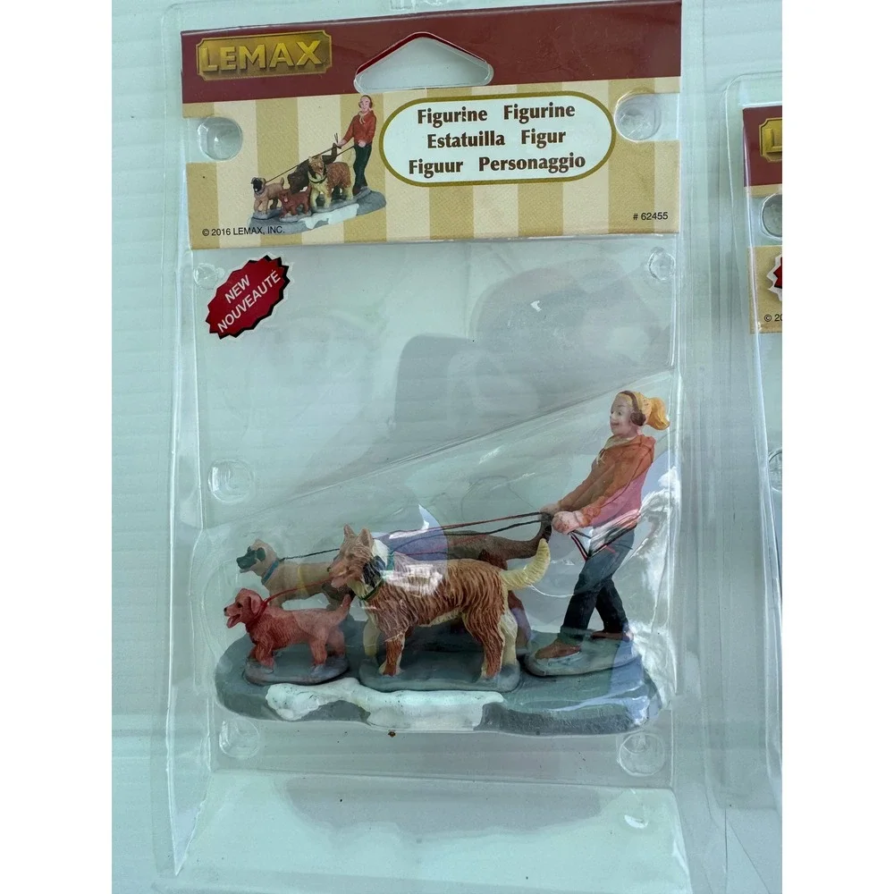 Lemax Village Collection Lot Woody Station Wagon Dog Walker Figurine Set New